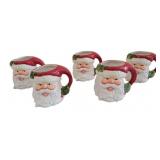 5 Ceramic Santa Head Christmas Mugs 5"x5"