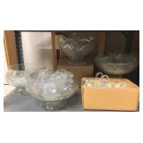 Shelf Lot of Assorted Punch Bowls Cups