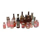 Lot of Assorted Clear/Amber Bottles