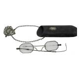 Coin Silver Spectacles with Sterling Pin & Case