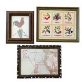 3 Framed Needlepoints - 13 x 16