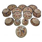 Blue & Green Satsuma Plates & Cups 29 Pcs