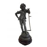 Dans les Pres Spelter Statue w/ Wood Base