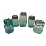 5 Small Mason Jars - 6" Tall