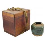 Vintage Japanese Pottery Vase w/ Tomobako