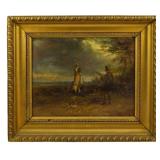 Oil on Board Hunting Scene Painting 11"x13"