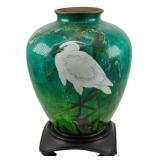 Cloisonne Enamel Meiji Period Vase w/ Stand