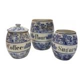 Blue & White German Canister Set 82"x7"