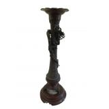 Japanese Meiji Bronze Candlestick w/ Dragon