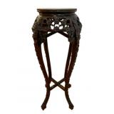 Carved Wood w/ Marble Inlay Plant Stand - 36" tal