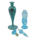2 Vtg Perfume Bottles w/ 2 Stoppers Lot