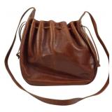 Vtg Leather Drawstring Bucket Bag