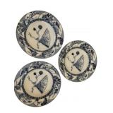 Blue/White Jeddo Pattern Plates Set of 3 10"