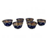 Blue & White Porcelain Sake Cups w/ Gold