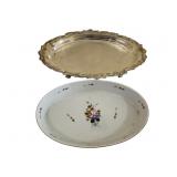 Oval Casserole Dish in Silver Plate Tray