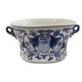Blue & White Ceramic Cachepot Planter
