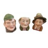 3 Ceramic Toby Jars 5.5"