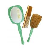 Celluloid Green Marbled Dresser Set