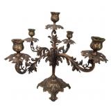 Ornate Brass 5-Arm Candelabra 12"x19"