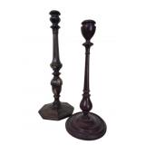 Pair of Turned Wood Candlesticks 18" Tallest