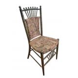 Vtg Faux Bamboo Chair w/ Tapestry Upholstery