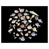 Group Lot of Seashells & Porcelain Fish