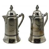 2 Vtg Quadruple Plate Coffee Pots 7"