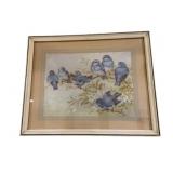 Framed Bluebirds Print 11"x13.5"