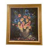 Oil on Board Floral Still Life Signed 30"x25"