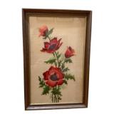 Needlepoint Flowers in Frame 17.5"x12"