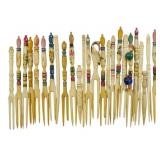 Assorted painted & Adorned Bone Cocktail Forks