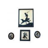 4 Framed Silhouettes - 11 x 9