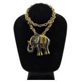 Two Tone Elephant Pendant Necklace
