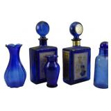 5 Assorted Blue Glass Items