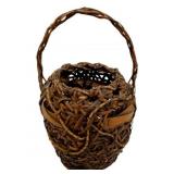 Antique Japanese Flower Basket - 16" tall