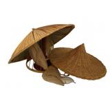 2 Asian Conical Straw Hats