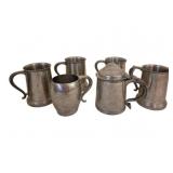 Collection of Six Pewter Beer Mugs & Tankards