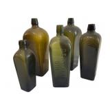 Green Glass Gin Bottles 11"