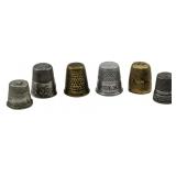 6 Vintage Thimbles, 1 Marked Sterling