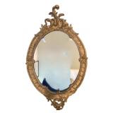 Antique Oval Carved Gesso Mirror - 31 x 19.5