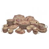 70pc Johnson Bros Red Willow Dinnerware