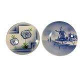 2 Blue & White Decorative Plates 12"x13.5"