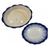 2 Antique Flow Blue Scalloped Edge Platters