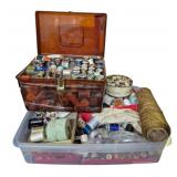 2 Boxes Full of Sewing Thread & Notions