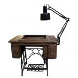 Vtg Singer Treadle Sewing Table w/ Cast Iron