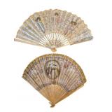 Two Antique Hand-Painted Folding Fans
