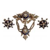 Victorian Enamel Pin & Earrings Set