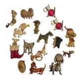 Vtg Dog Figural Pin Collection Poodles