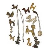 Vtg Poodle Jewelry Collection Pins Necklaces
