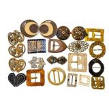 Group Vintage Buckles Various Materials